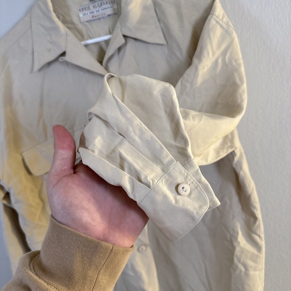 Annie Alexander Womens Pure Silk Brown Long Sleeve Workshirt America Size L - Picture 3 of 10